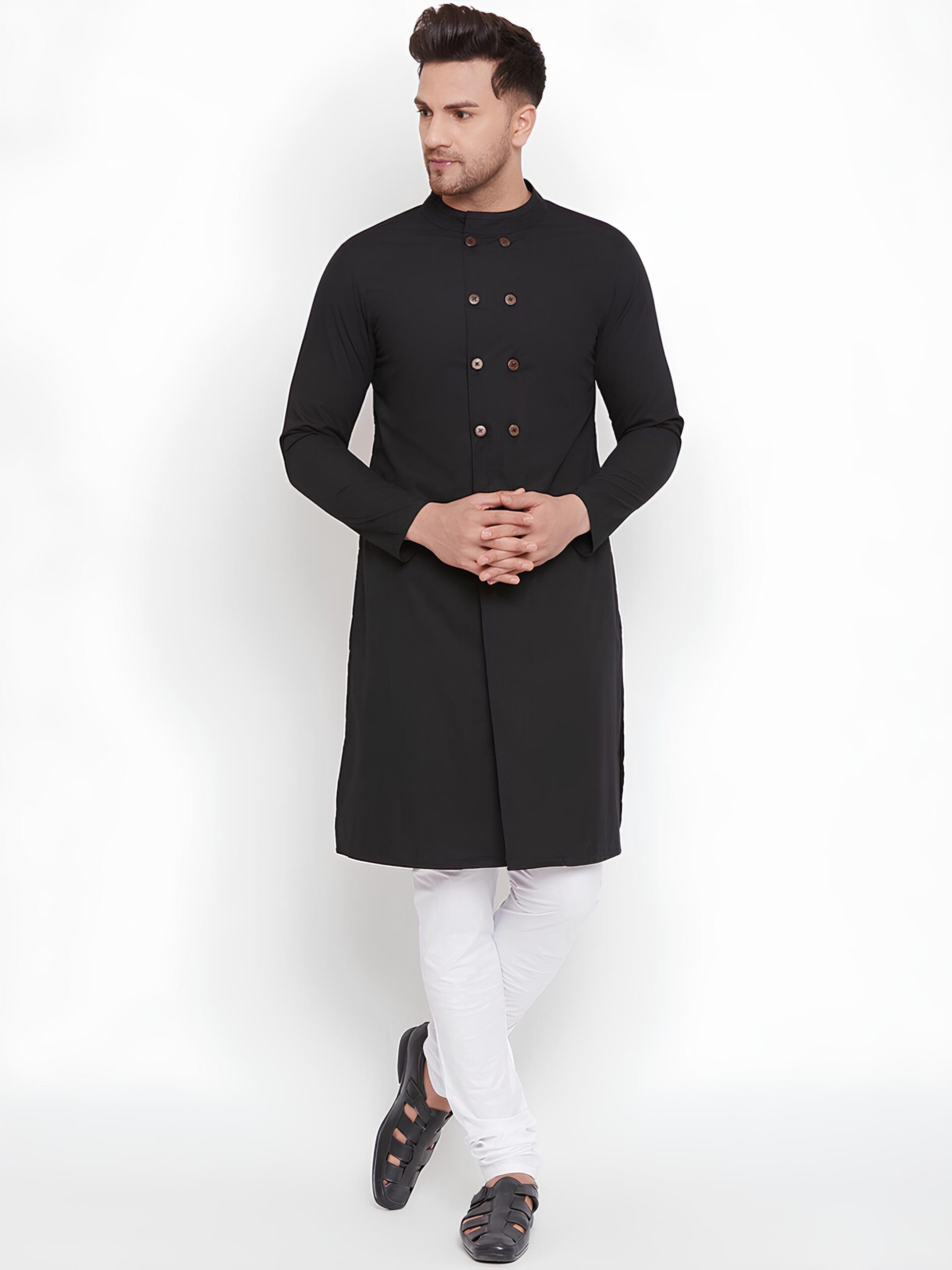 Black lucknowi kurta for men