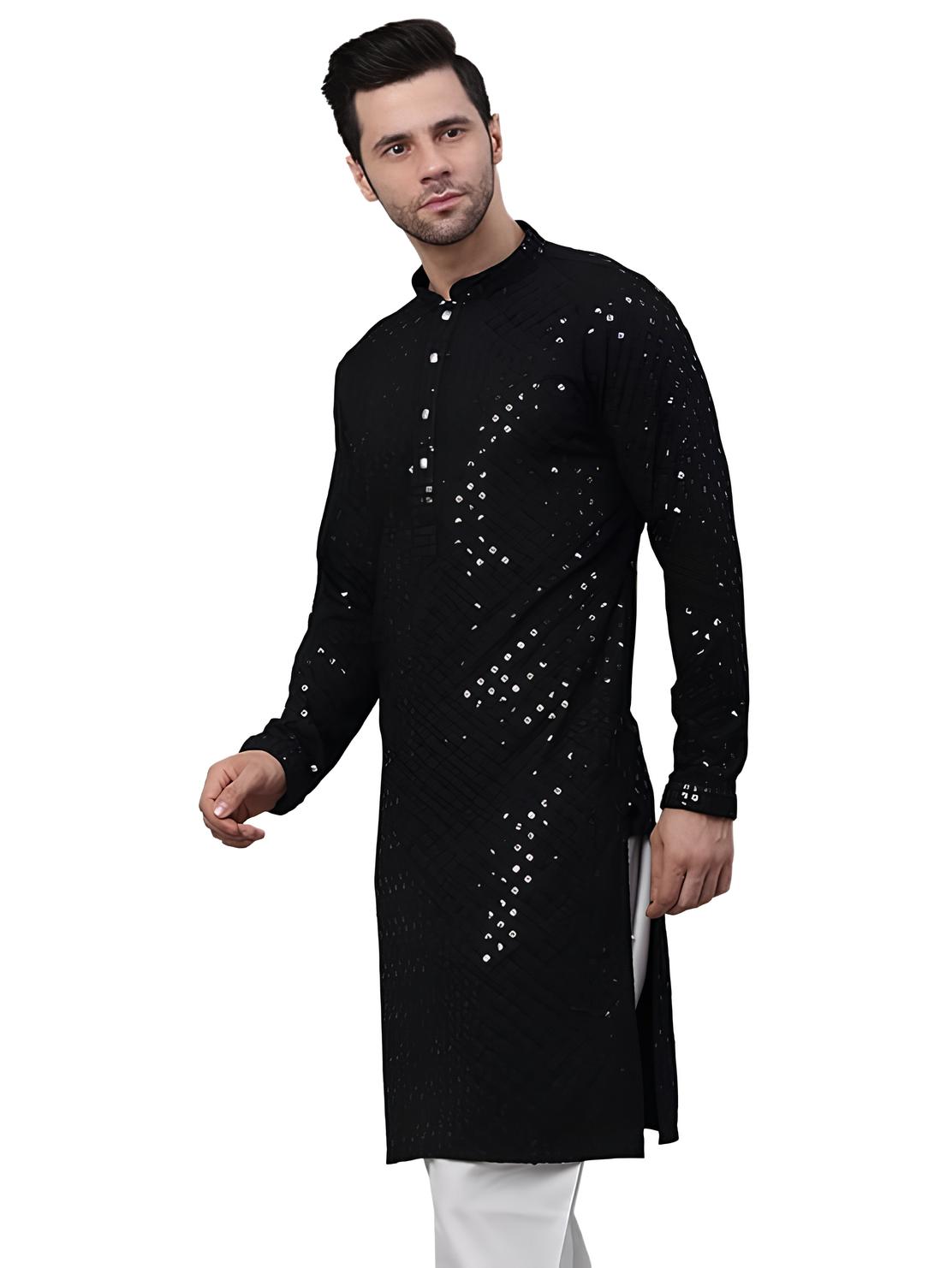 black chikankari kurta for men