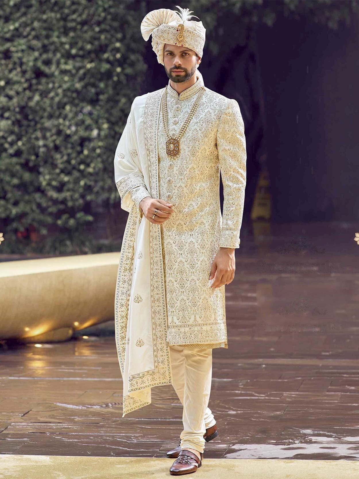 Groom Sherwani dupatta dressing style