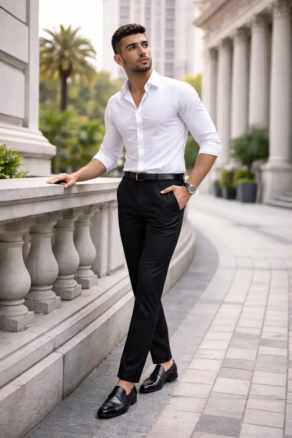 white shirt with black formal trouser