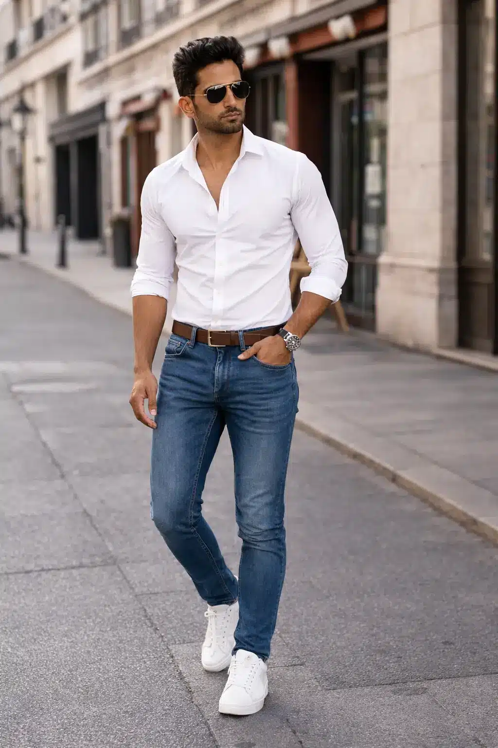 white shirt with jeans