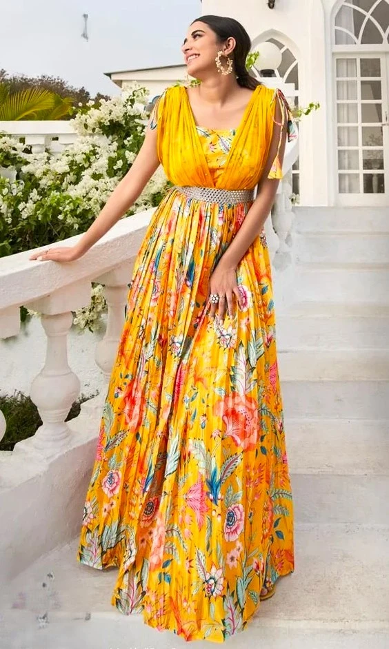 Indo Western Mehndi Outfit for Bride