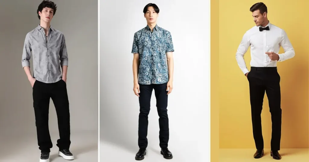 black pant combination shirt