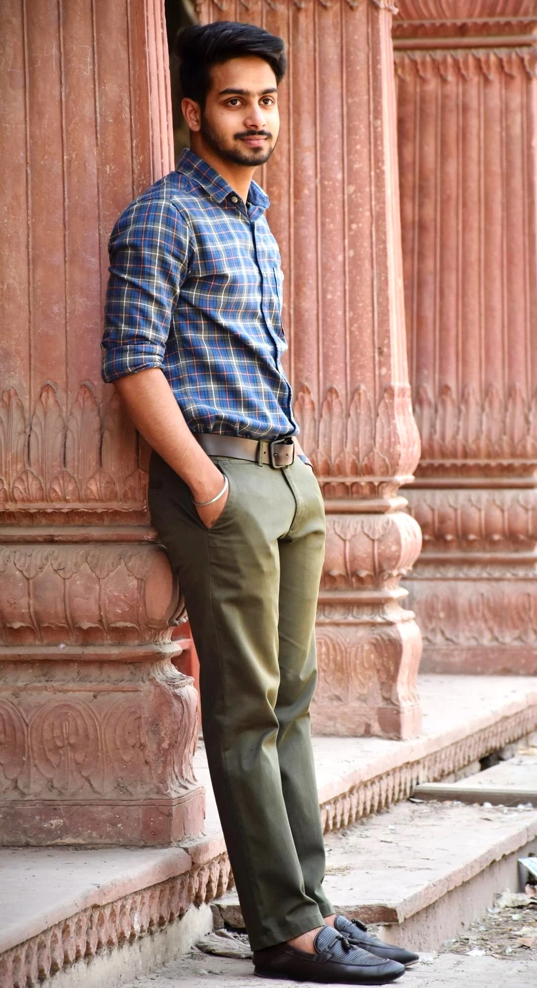 striped blue shirt combination pant for men