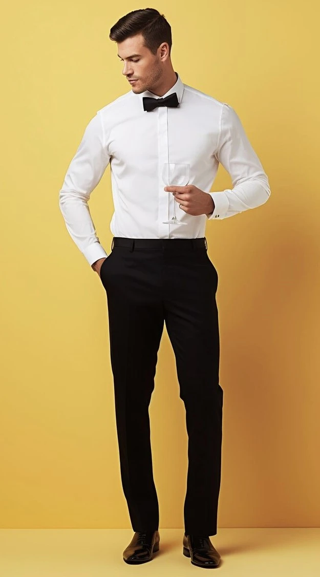 white shirt with black pant combination
