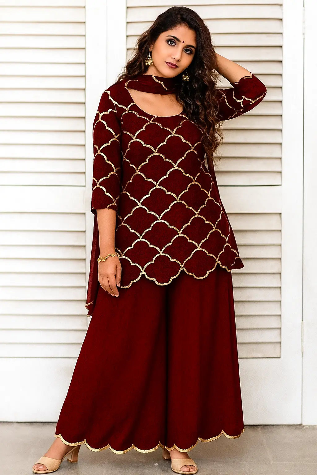 short kurti with palazzo pants