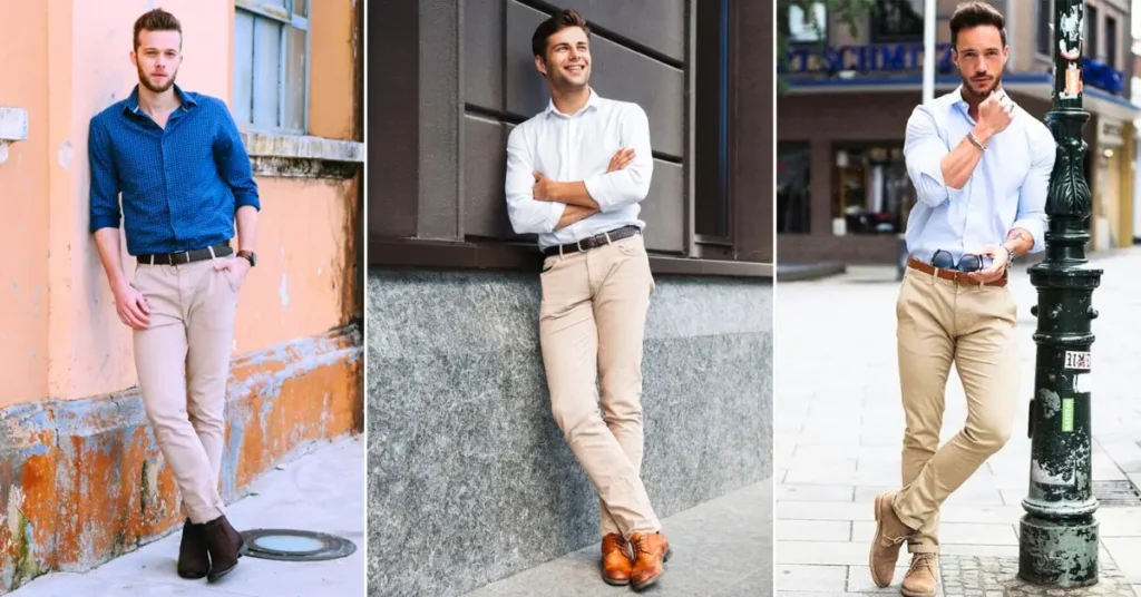 Beige pants combination for men