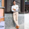 Beige pants combination for men