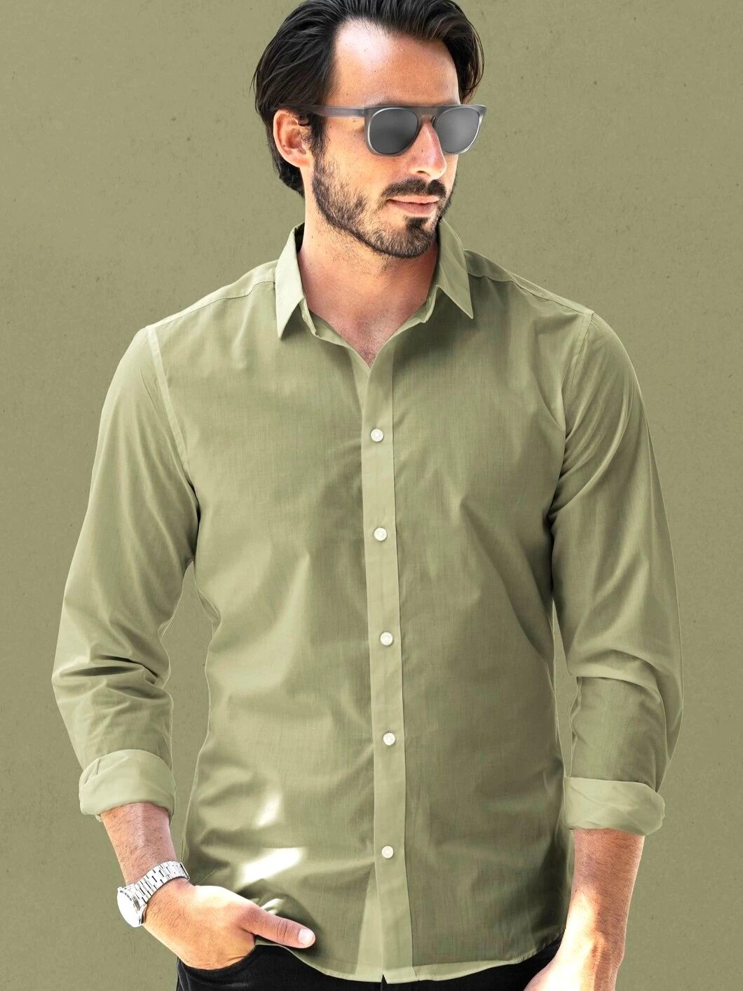 Olive Green Shirt Color for Dark Skin
