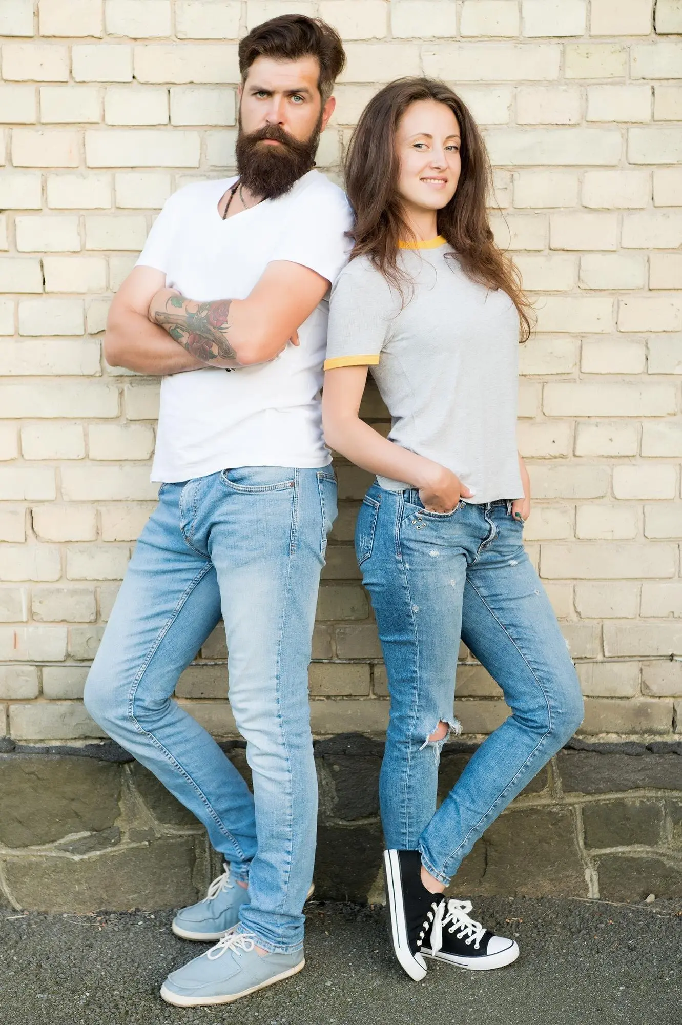 casual tee and jeans combo