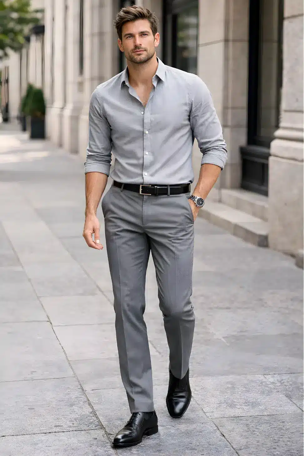 grey shirt with grey pant