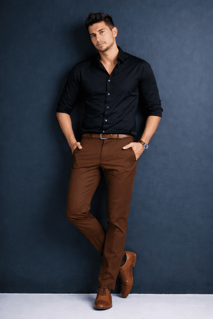 Brown Pant with Black Shirt Combination