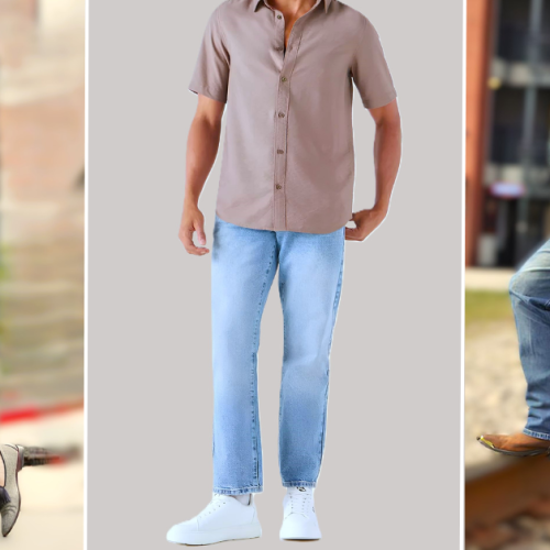 Straight Fit Jeans Men Combination