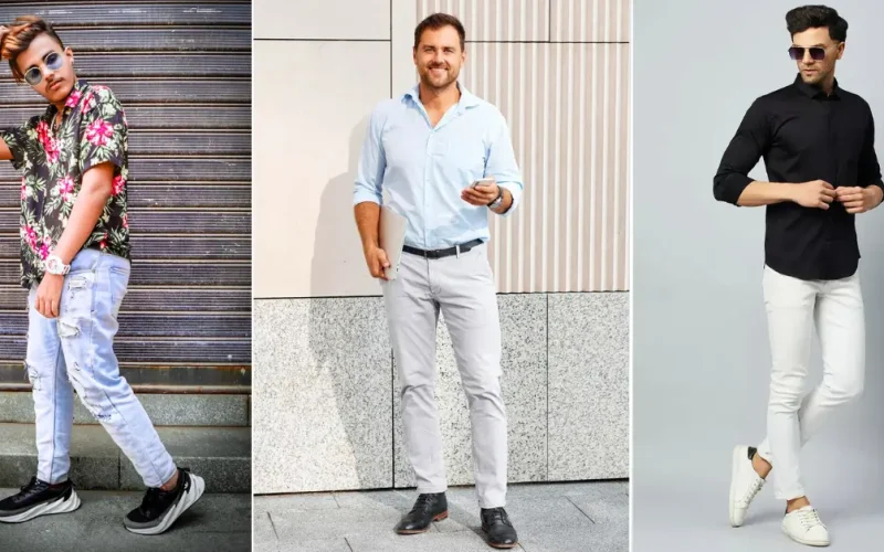 White Pant Combination Shirt for Men